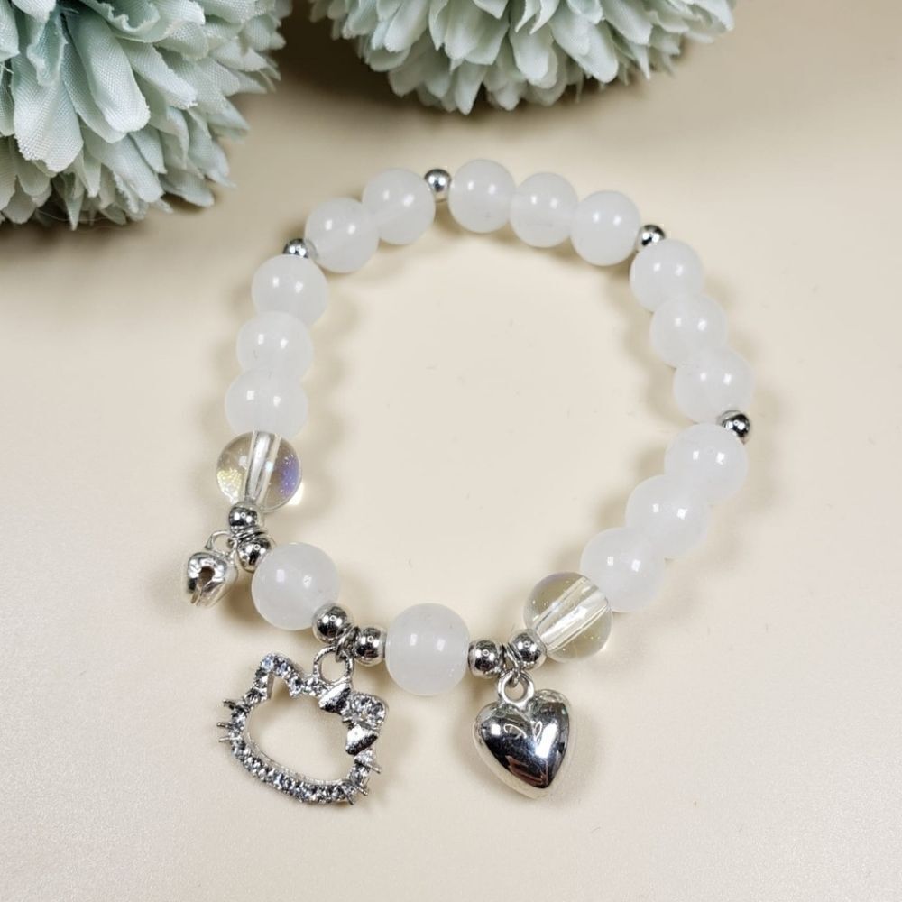 Brand New Hello White White Stones With Silver Rhinestone Bracelet